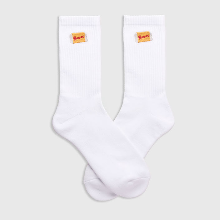 Brennans - Full Length Crew Socks - (IN WHITE) Size S/M