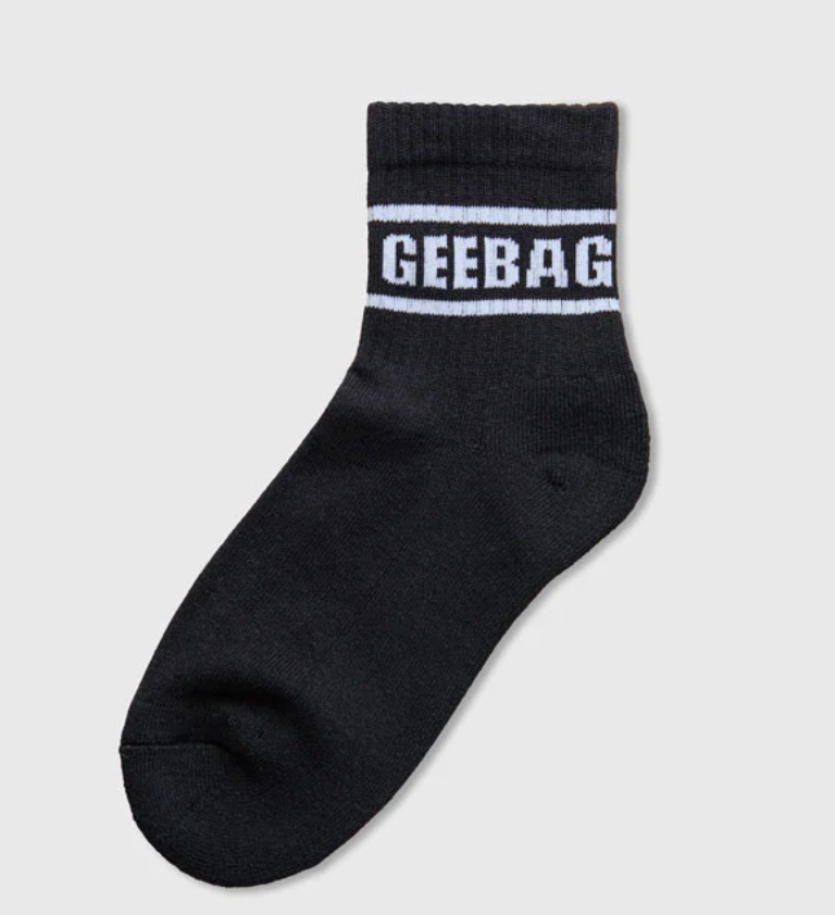 GEEBAG - Quarter Length Crew Socks - (IN BLACK) Size M/L
