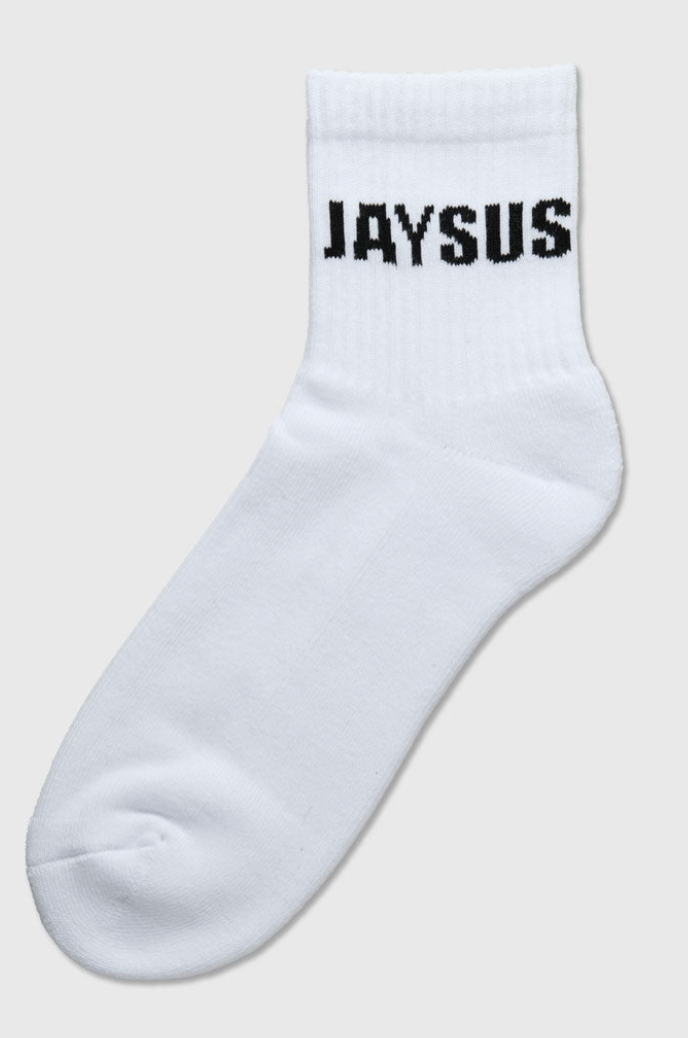 JAYSUS - Quarter Length Crew Socks - (IN WHITE) Size M/L