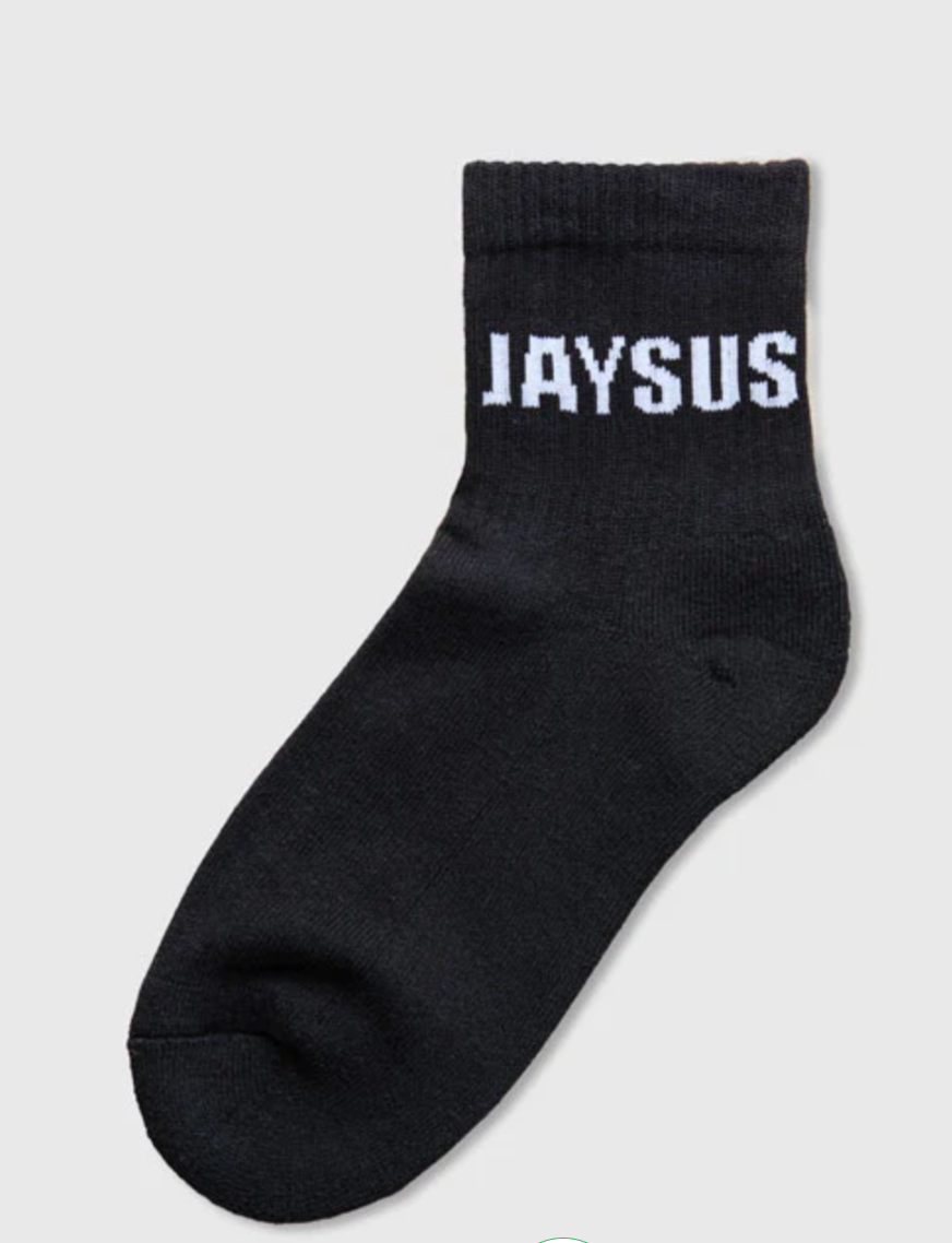 JAYSUS - Quarter Length Crew Socks - (IN BLACK) Size M/L