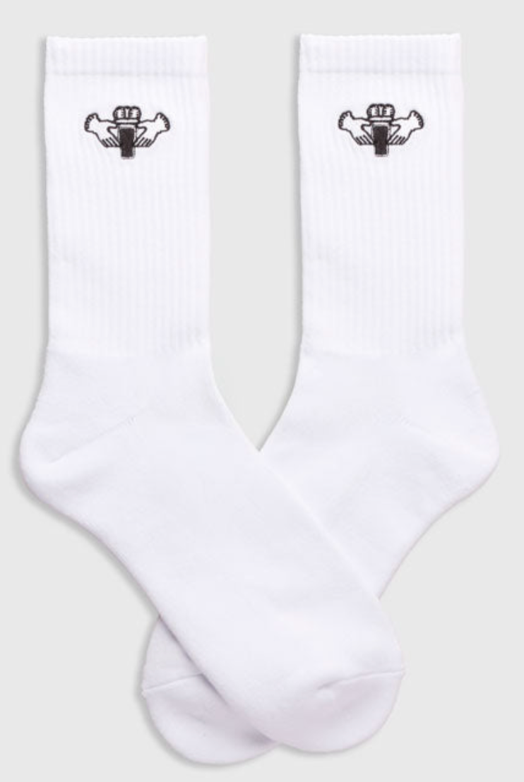 Claddagh Pint - Full Length Crew Socks - (WHITE) - Size S/M