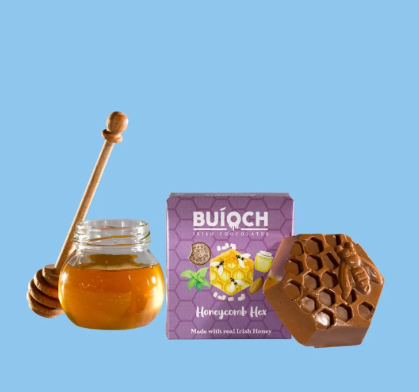 Buíoch Irish Chocolates Milk Chocolate Honeycomb Hex 70g