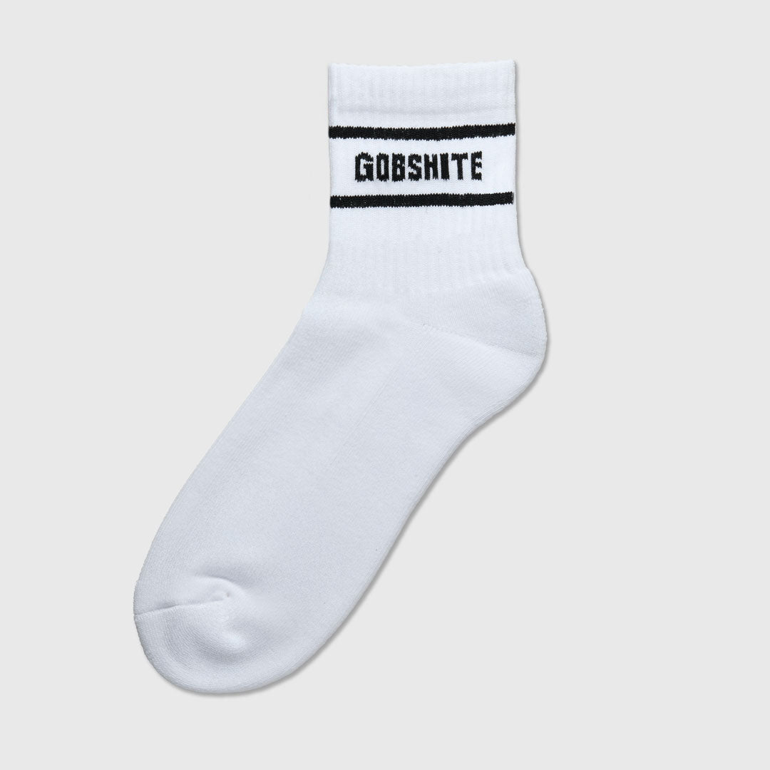 GOBSHITE - Quarter Length Crew Socks - (IN WHITE) Size S/M
