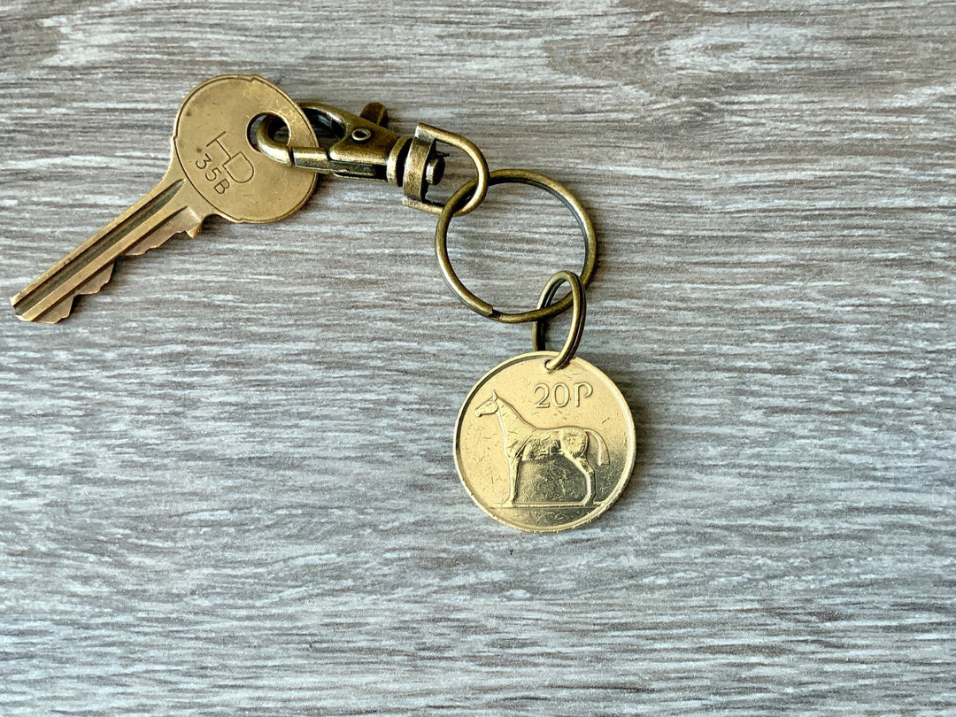Old 20p Irish Coin Keyring