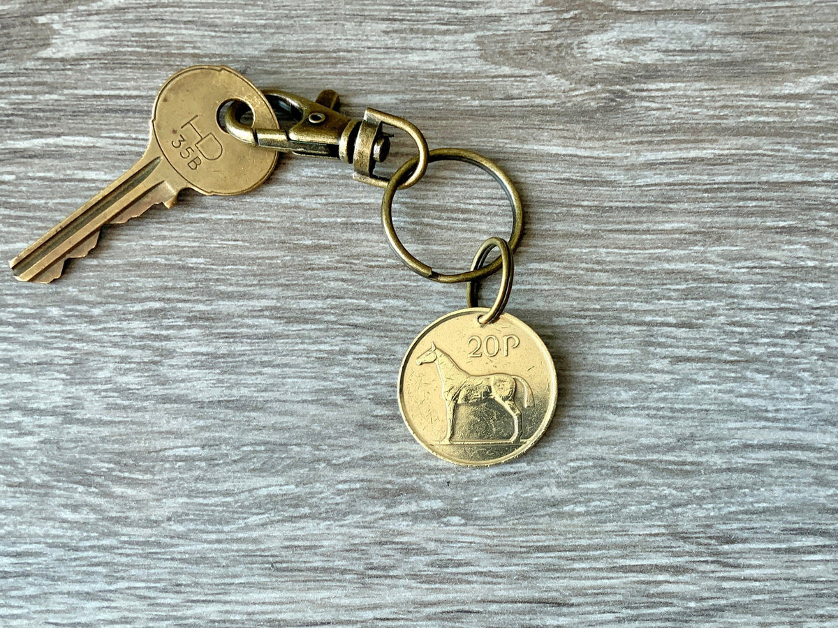 Old 20p Irish Coin Keyring